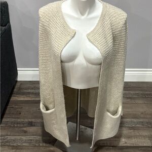 Elegant Cream Open-Front Sweater